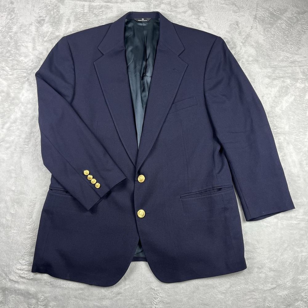 Polo University Club by Ralph Lauren Navy Blazer Gold Buttons Made USA Men 44R